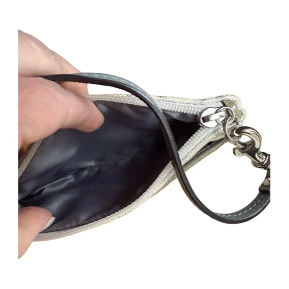 Coach White and Silver Signature Wristlet